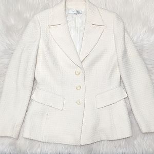 Tahari Ivory Wool Textured Knit Blazer Size 8